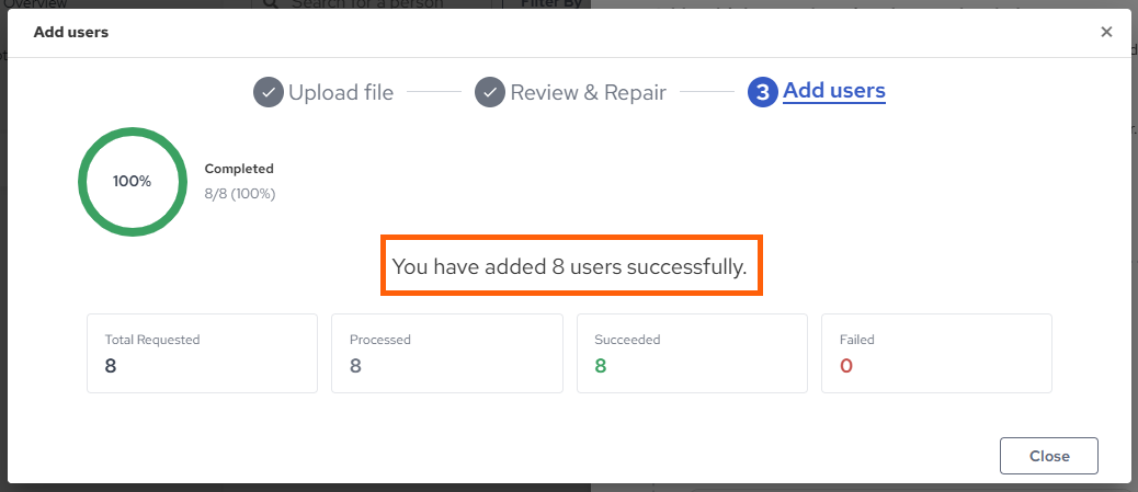 Amplify Add Multiple Users Progress Screen.png